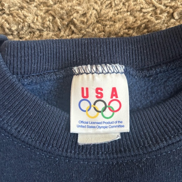 Vintage 90s USA Sweatshirt Olympic Adults XL Navy Blue Long Sleeve Crewneck - Picture 2 of 3